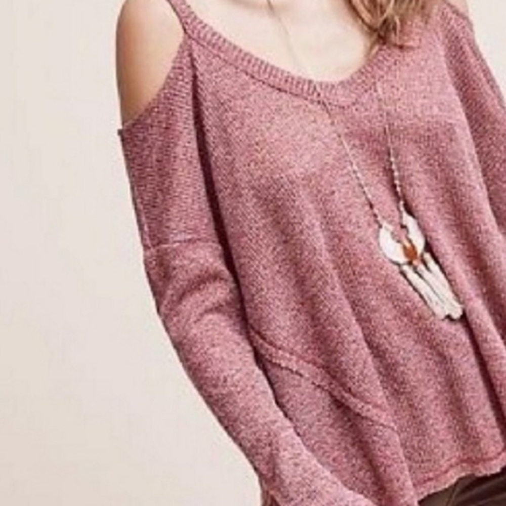 Anthropologie Deletta Cold Shoulder Sweater Top